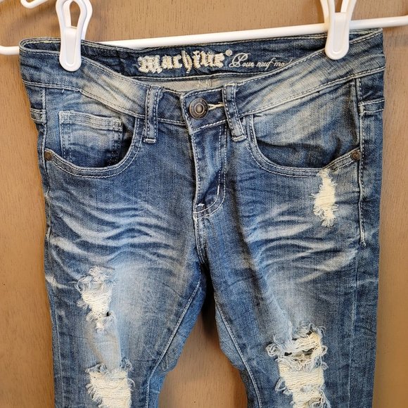 Machine Jeans Sz 25 Distressed Skinny - Picture 2 of 10